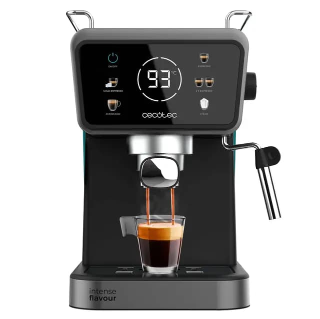 Cecotec Cafetera Express Power Espresso Touch ColdBrew. 1350W, Café en Frío, Espresso y Cappuccino, 20 Bares de Presión, Vaporizador Orientable, Táctil, Depósito de Agua 1,5L y de Leche 550ml