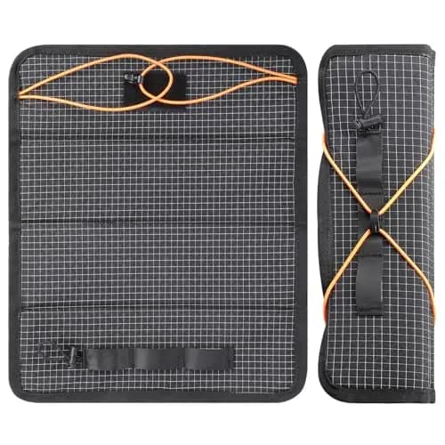 AiQInu Esterilla Camping Impermeable, 35x30cm Alfombrilla Plegable, Cojines de Asiento Ligeros, Cojín Plegable Ultraligero de Nylon para Senderismo, Pesca, Picnic y Acampada, Negro