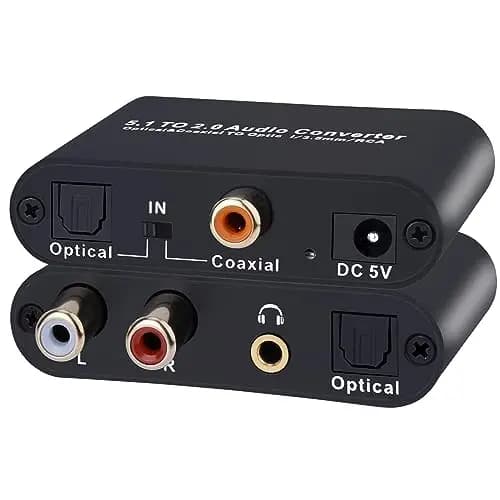 Tendak DAC Conversor de Audio, Digital 5.1 Toslink SPDIF Coaxial a SPDIF RCA L/R 3,5mm Aux Adaptador, Digital a Analógico de Audio Conversor
