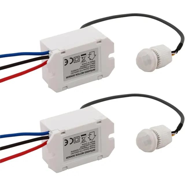 Greluma 2Pcs Interruptor de sensor de infrarrojos,Mini detector de movimiento por infrarrojos para instalación en interiores,Detector de movimiento incorporado de 220V,Rango de detección de 8 m a 360°