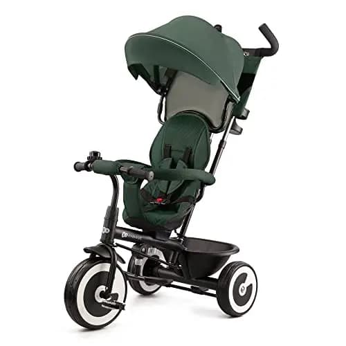 Kinderkraft Aston Triciclo Evolutivo, Bicicleta Sin Pedales, Bicicleta Bebe, para Niños, Cinturón, con Accesorios, Portavasos, Cesta, 9 Meses a 25 kg, Verde