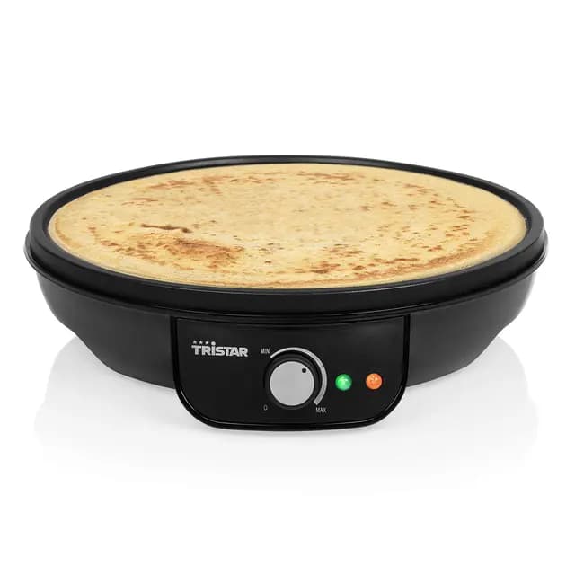 Tristar BP-2637 Crepera eléctrica, temperatura regulable, superficie antiadherente, 30 cm de diámetro, incluye espátula, 1000 W, Baquelita, Negro