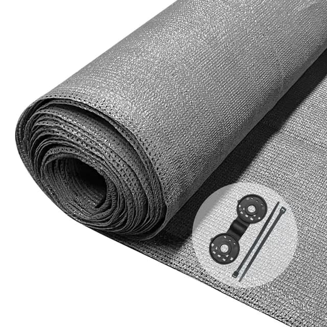 VOUNOT® Malla Sombreo y Ocultación 1.5×10m, Valla Privacidad HDPE Protección UV, Red de Sombra con Clips y Bridas, para Jardín, Huerto, Balcón, Gris
