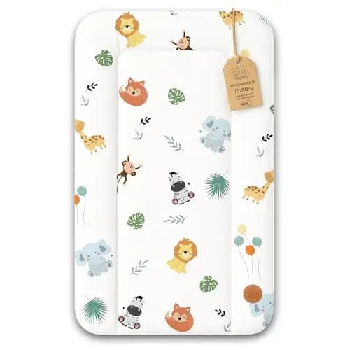 Cambiador bebe 70x50 cm - colchon impermeable portátil para comoda o lavadora cojin muda cómoda trocador fraldas colchón colchoneta fácil de limpiar Oeko-Tex Safari