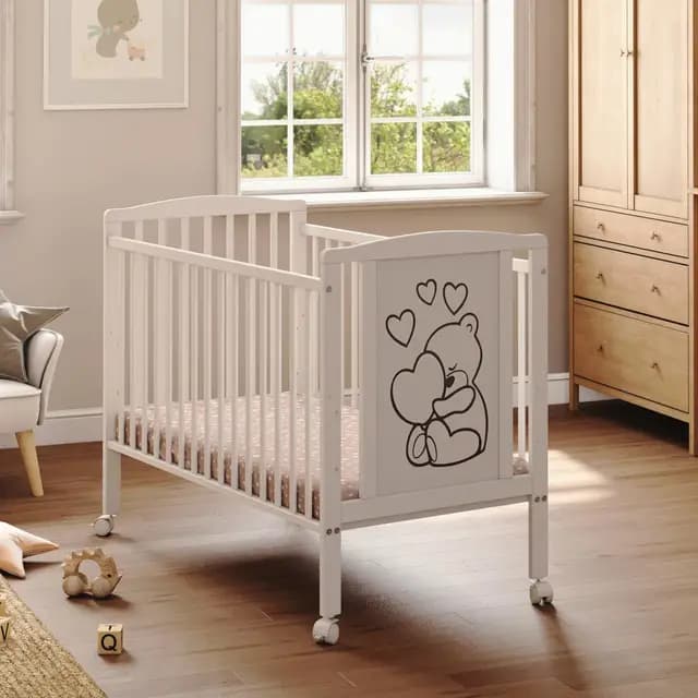 Cuna con colchón 60x120 cm Luca-MIA – Cuna de Madera con barrotes, diseño corazón