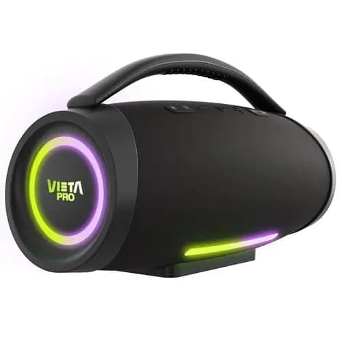 Vieta Pro Altavoz Bluetooth Potente de 150W Resistente al Agua, Batería 15h, Micrófono Integrado. Altavoz Grande Portátil Autoamplificado TWS, Aux-In, USB-C y Luces LED. Speaker Portátil Thunder 2