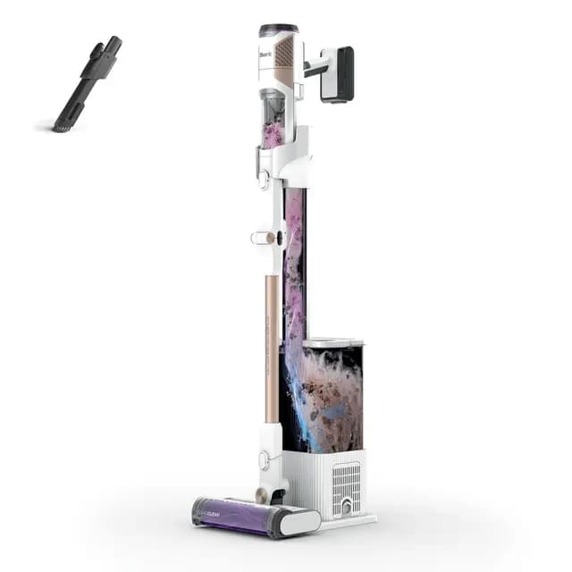 Shark Detect Clean & Empty Aspiradora sin cable y sin bolsa, tecnología Dirt Detect y base de autovaciado de 2 l, 60 min. de autonomía, Anti Hair Wrap y boquilla estrecha y cepillo, blanco, IW3612EU