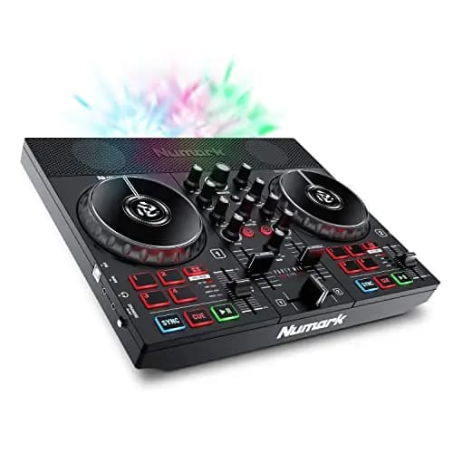 Numark Party Mix Live Controladora DJ, Mesa DJ Con Luces DJ, Altavoces, Mezclador DJ e Interfaz Audio, Con Serato DJ Lite