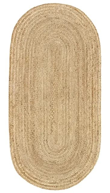 HAMID - Alfombra Yute Alhambra Ovalada Color Natural, Alfombra 100% Fibra de Yute Hecha a Mano, para Salón, Habitación, Decoración, (140x70cm)