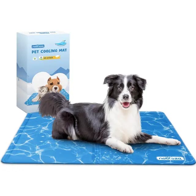 Nobleza - Alfombrilla refrescante para Mascotas Grandes. Auto refrigerante No tóxico. Ideal para para Perros, Gatos en Verano. 65 * 50 cm, Color Azul M