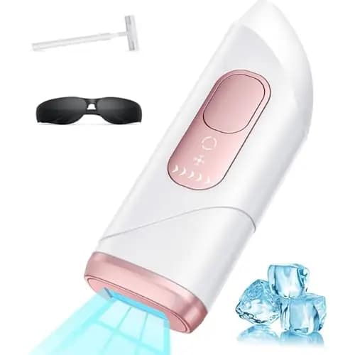 Depiladora Laser Mujer con Función de Refrigeración, IPL Depiladora Luz Pulsada con Destellos Ilimitados, 5 Niveles de Energía, 600-1200 NM Luz Roja, Maquina Laser Depilacion para Bikini, Axilas, Cara