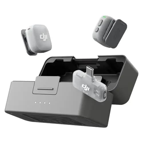 dji Mic Mini 2 (2 TX + 1 RX móvil + Estuche de Carga), micrófono inalámbrico para móvil iPhone 17/16/15 y Android/Tableta/PC, conectar y Listo, batería de 90 h, transmisión hasta 300 m, Vlogs