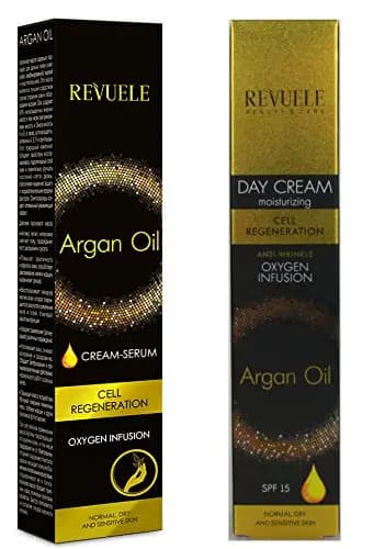 Aceite de Argán revuele Cell regeneración, Hidratante Antiarrugas Día/crema de manos Set