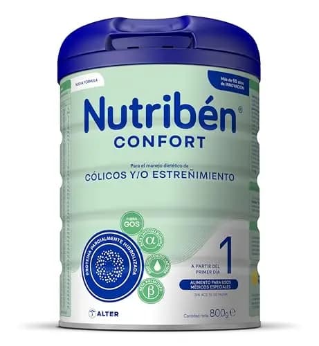 Nutribén Confort - Leche en Polvo Bebé AntiCólicos y AntiEstreñimiento desde el Primer Día | Alimento Completo | sin Aceite de Palma | 1 Bote de 800g