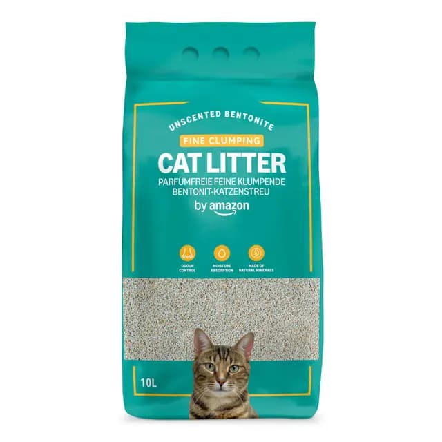 by Amazon Arenero Aglomerante Fino sin Perfume para Gatos, 10L (Paquete de 1)
