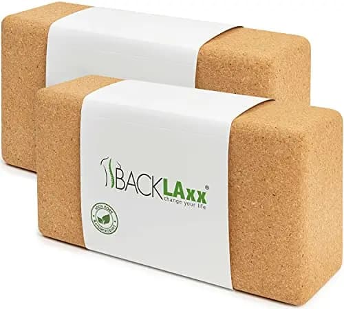 BACKLAxx ® Bloque Yoga Corcho | Bloques Yoga 2 Unidades 100% Natural y Sostenible | Ladrillo Suave con la Piel y Fabricado de Forma Ecológica | con Videos de Aplicación | Yoga-Block