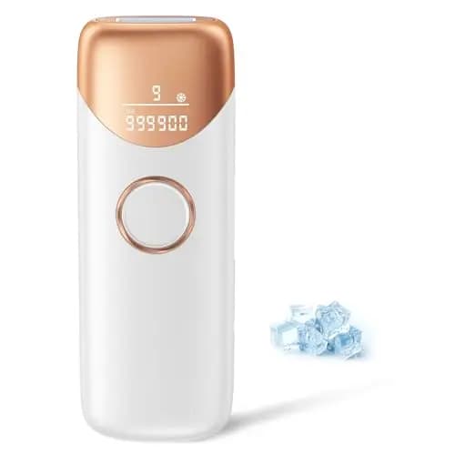 Depiladora Laser con Función de Refrigeración, IPL Depiladora Luz Pulsada con 9 Niveles de Energía, 600-1200 NM Luz Roja, Depilacion Laser Casa para Mujer y Hombre, Bikini, Axilas, Cara, Blanco