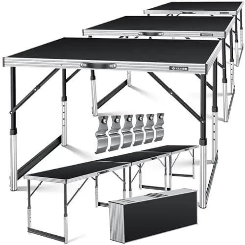 KESSER® Mesa multifunción Profesional de 3 Piezas, 100 x 60 cm, Mesa para empapelar, Capacidad de Carga de 30 kg por Mesa con función Extensible, Plegable, Mesa Auxiliar Multiusos para Camping