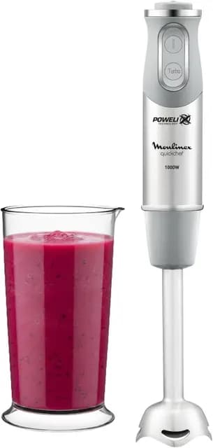 Moulinex QuickChef, Batidora de Mano de 1000 W, 10 velocidades con vaso medidor, protección antisalpicaduras, mango antideslizante, alta potencia y velocidades regulables DD65AD