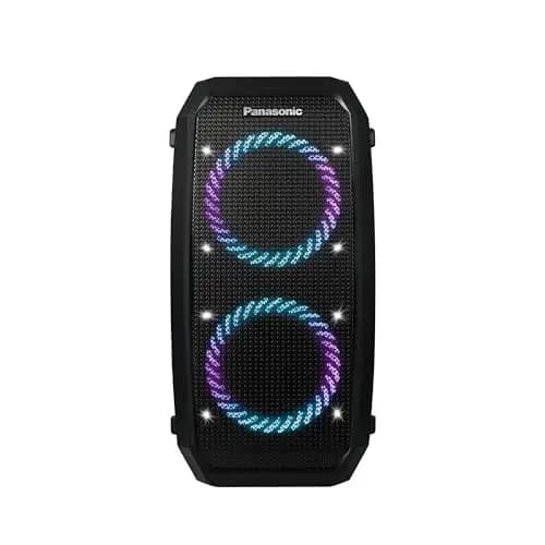 Panasonic SC-BMAX30 Altavoz Portátil para Fiestas con Bluetooth, Luces Integradas, Entrada Bass Reflex, 320 W, 14h de autonomía, USB, IPX4, Entradas para Guitarra y Micrófono para Karaoke, Negro