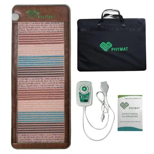 PHYMAT Almohadilla térmica PEMF de amatista infrarroja lejana de 67 x 27 pulgadas, alfombrilla infrarroja de amatista natural, alfombrilla de calefacción infrarroja de cristal de 5 colores con control