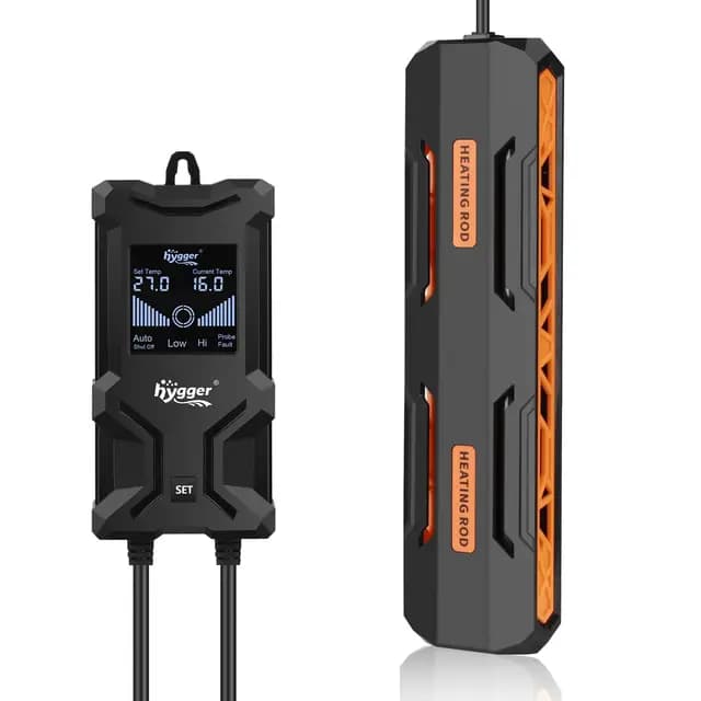Hygger Calentador de Acuario, 1000W Sumergible Calentador para Acuario con Controlador de Pantalla Digital LCD Inteligente y Protección de Apagado Automático para Tanque de Agua Dulce de 492-984L