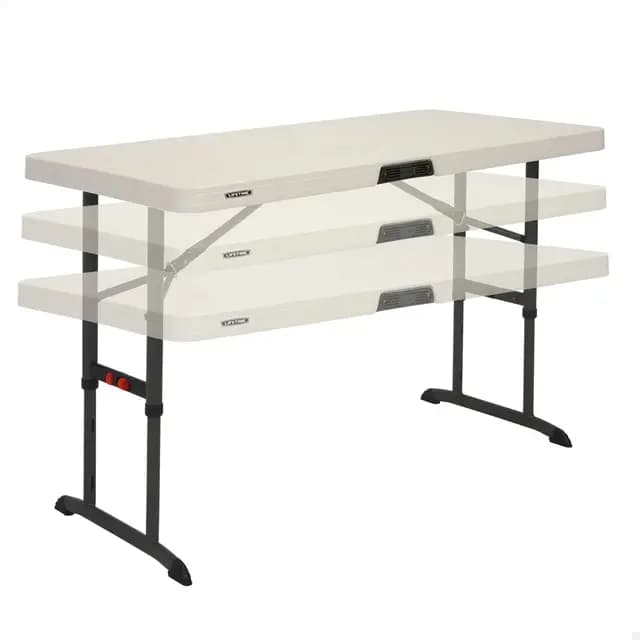 LIFETIME - Mesa Plegable portátil Cuadrada Catering Ultrarresistente, Medidas 122x61cm, Altura Ajustable, Peso 11 kg, Duradera y Resistente, Capacidad 4 Personas (92121)