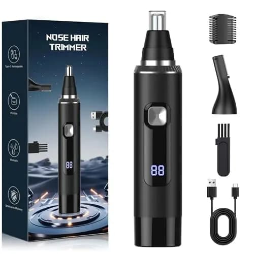Cortapelos Nariz y Oreja Profesional Indoloro,Quita Pelos Resistente Agua USB Recargable,Hoja de Doble Filo Impermeable Fácil de Limpiar