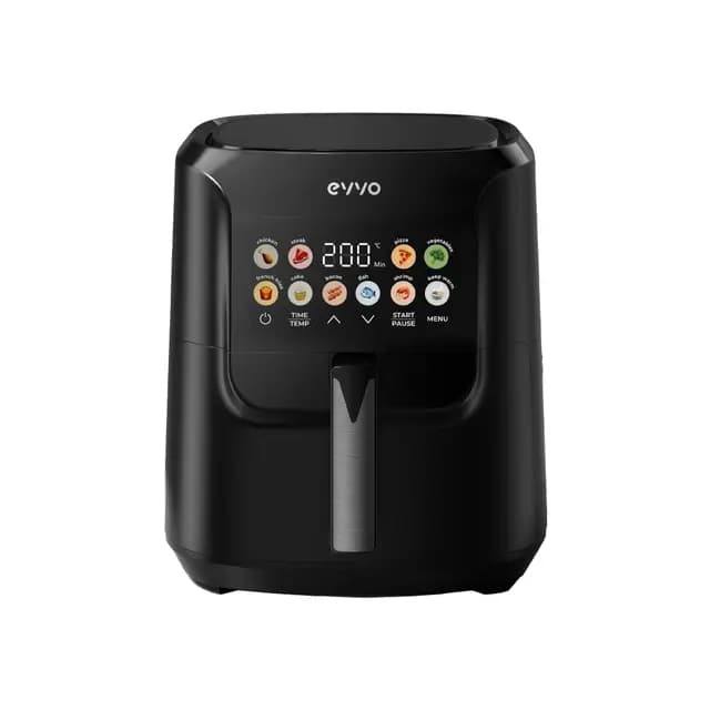 EVVO Freidora Sin Aceite Tasty Fryer Advance 8L - Air Fryer con 2000W, Tecnología Dual Resistencia, Panel Táctil, Multifunción, Temporizador, Apagado Automático, Acero Inox, Antiadherente