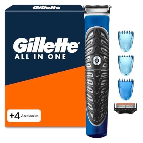 Gillette Recortadora Todo en 1: Recorta, Afeita Y Perfila con Precisión Cara Y Cuerpo, Resistente al Agua, Cortapelos 4 en 1 para Hombre con 3 Peines Y 1 Recambio Proglide