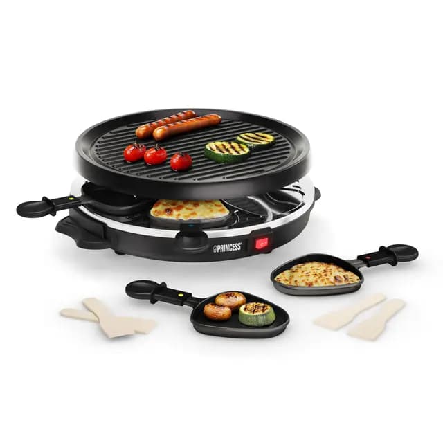 Princess petra Electric Raclette 6 Grill Party – Raclette para 6 personas con forma redonda - 162725