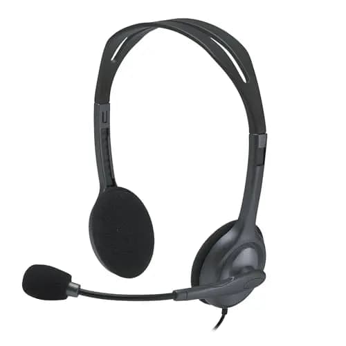 Logitech H111 Auriculares con Cable, Sonido Estéreo con Micrófono Giratorio, Jack 3,5mm, PC/Mac/Portátil/Smartphone/Tablet, Negro
