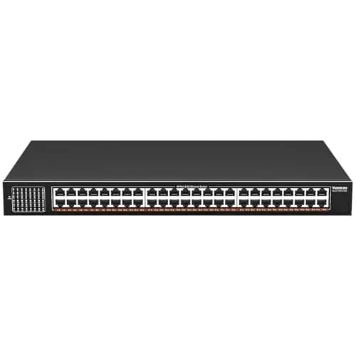 YuanLey Switch Ethernet 2,5G de 48 Puertos No Gestionado, Switch de Red Multi-Gigabit con 48 Puertos RJ45 2,5Gbps, Capacidad de Conmutación de 240Gbps, Metálica con Ventilador, Instalación Rack