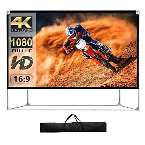 Pantalla de proyector y soporte de 150 pulgadas, 16:9 HD 4K, pantalla de proyector grande para exteriores, pantalla de proyección portátil con bolsa de transporte para cine en casa, patio, cine, viaje