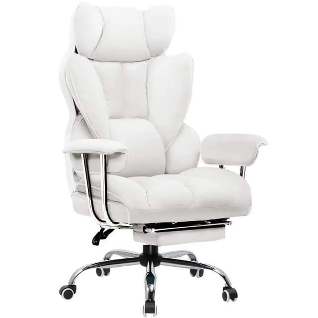 GTPLAYER Silla Gaming, Sillón Gaming, Silla de Oficina Ergonómica, Asiento de Oficina Ajustable, Altura del Asiento Ajustable con Reposapiés Telescópico, Silla Giratoria, Blanco