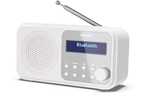 Sharp DR-P420(WH) Tokyo Dab+, FM Portable Digital Radio with RDS, BT 5.0, USB or Batteries, Mini Jack, Telescopic Antenna, Auto Search, 20+20 Memories, Time and Date Auto, Alarm, Snowy White