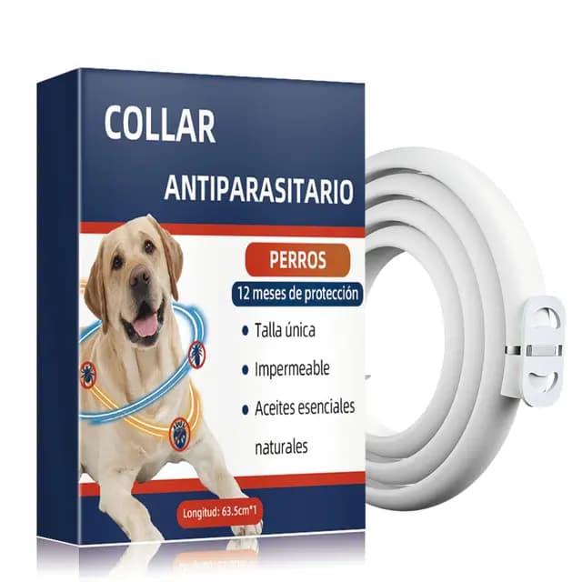 Collar Antiparasitario Perros Ajustable, Elimina Pulgas, Garrapatas, Collar Antipulgas Perro con Aceites Esenciales 100% Naturales, Ideal para Perros Grandes, Medianos y Pequeños (63.5CM,1PACK)