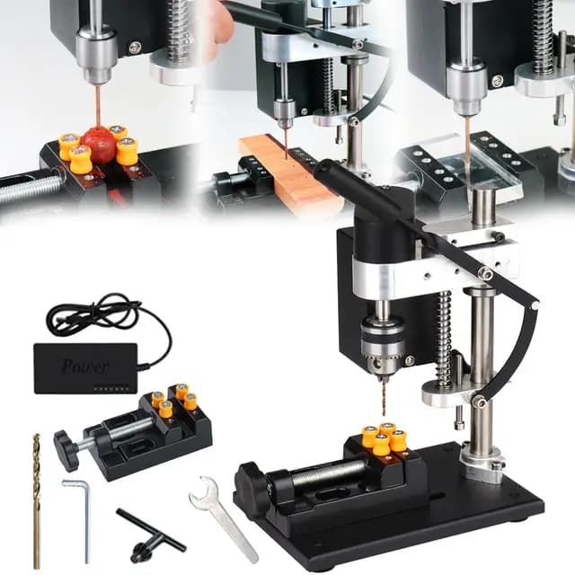 Taladro Columna, 250W Mini Taladro De Banco Taladro De Pie Portabrocas De Velocidad Ajustable De 7 Velocidades Con Un Alcance De 0,3-4 Mm Ajuste De Altura De 50 Mm Para Metal Madera Acrílico Aluminio