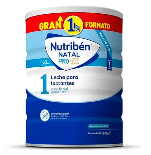 Nutribén Natal Pro Alfa 1 - Leche en Polvo Bebé 1 GRAN FORMATO | Leche de Fórmula para Bebé desde el Primer Día | sin Aceite de Palma | con DHA | 1 Bote de 1KG