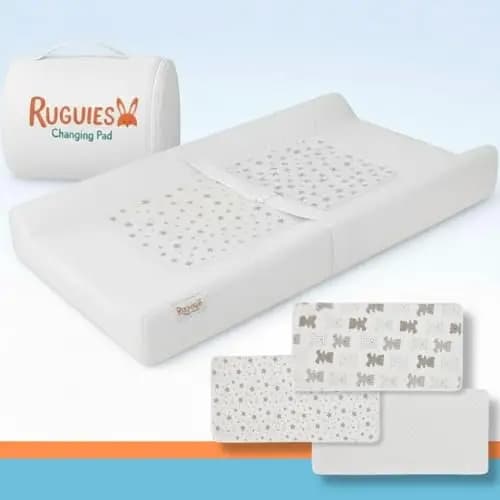 Cambiador Bebé Acolchado Suave e Impermeable para Cómoda y Mueble - con Arnés de Seguridad y Base Antideslizante - Diseño Ergonómico - 80x42 cm - Incluye 3 Protectores Adicionales OEKO-TEX.