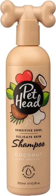 Pet Head Sensitive Soul Champú para Perros con Piel Sensible | Aroma de Coco | Champú para perros hidratante | Ingredientes Naturales y Vegano | Apto para cachorros y perros | 300ml