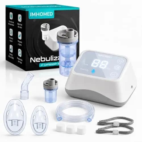 Nebulizador Portatil Bebe Adultos y Niños Con REGULACIÓN DE FLUJO, Inhalador Nasal para Enfermedades respiratorias, Alta Capacidad de Atomización, Tecnología con Compresor de aire