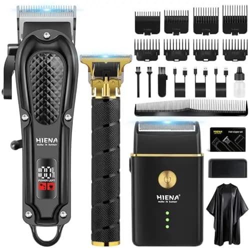 HIENA PRO Maquina de Cortar Pelo Hombre, Inalámbrico Cortapelos, Recortador de Barba, Afeitadora de Láminas, Kit Completo de Afeitado y Corte de Pelo Eléctrico (3 Piece Set)