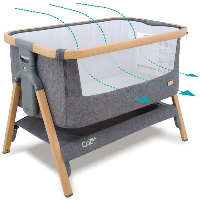 Tutti Bambini CoZee® Moisés y Cuna Colecho Bebe 2 en 1 - Minicuna Colecho de Plegado Rápido - Colchón Transpirable 6 Alturas Incluido - Ventana Malla Transpirable - 0-6 Meses (Roble y Carbón)
