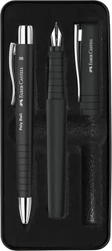 Faber-Castell 241050 - Set Poly Estilografica Trazo B + Boli XB - Negro