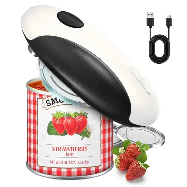 MERTTURM Recargable Abrelatas Eléctrico, Automático Rotación 360°, Elevador de Tapa Magnético & Operación con un Solo Toque & Corte Suave, Fácil de Usar para Personas mayores/Niños/Artritis/Cocinero