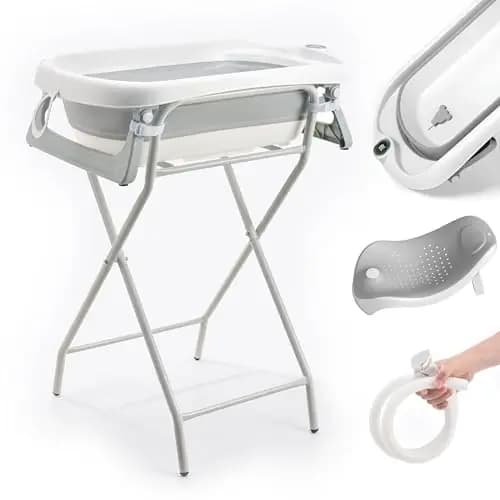 SUPERBE BEBE Bañera Plegable XXL con Soporte y Termómetro
