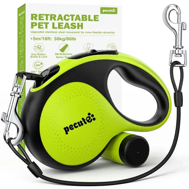 Correa Perro Extensible 5M, Correa Retráctil para Perros Mejorada a Prueba de Mordiscos, Control con un Solo Botón y Sin Enredos, Retráctil Correa para Perros Pequeñas y Medianos de hasta 30 kg