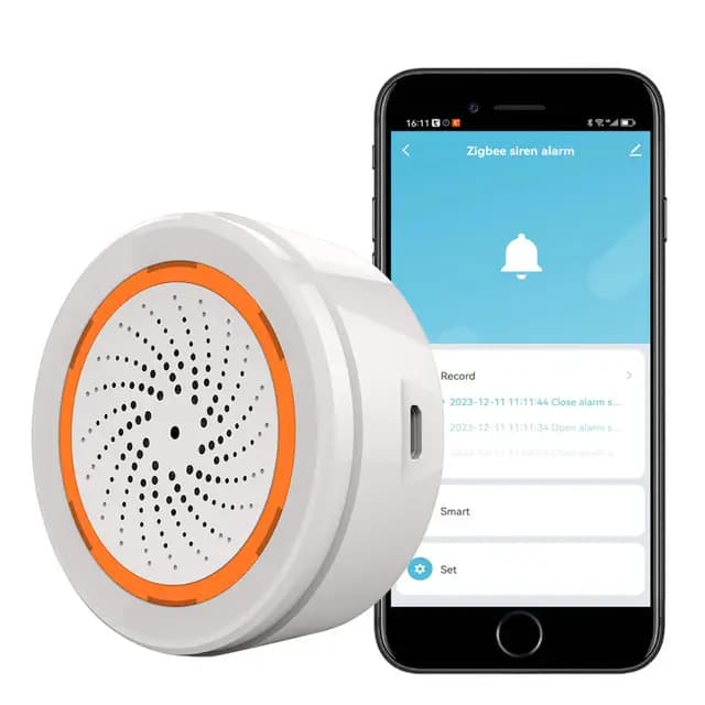 Zigbee - Alarma Inteligente de Sirena: Alarma inalámbrica para Seguridad del hogar y automatización del hogar, Control de aplicación, Alarma de Flash estroboscópico, Sirena de 100 dB, Requiere