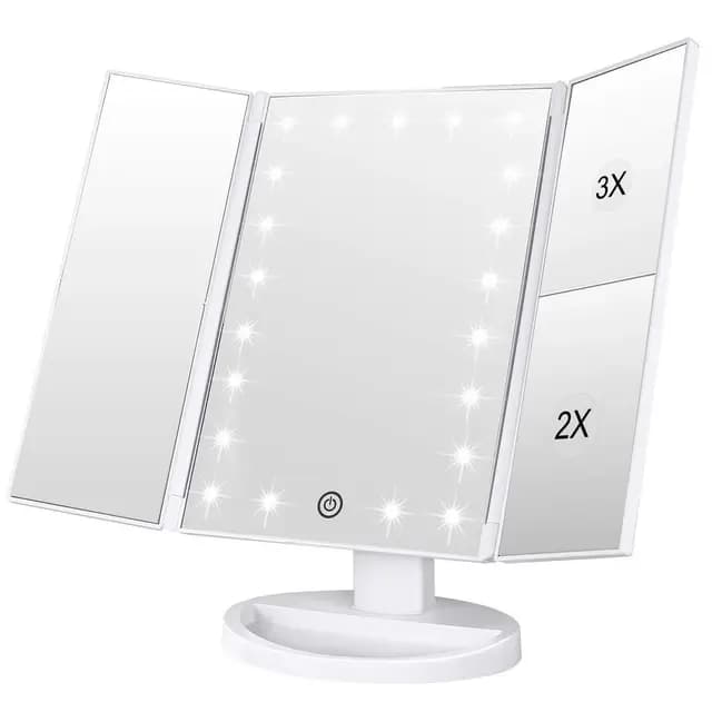 weily espejo maquillaje led 3 pliegues